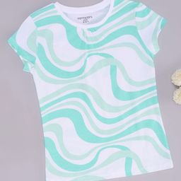 Pantaloons Junior Girls Abstract Printed Round Neck Cotton T-shirt-image-55