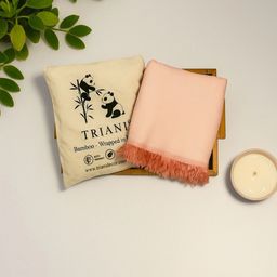 Triani Peach-Coloured Bamboo 250 GSM Bath Towel-image-98