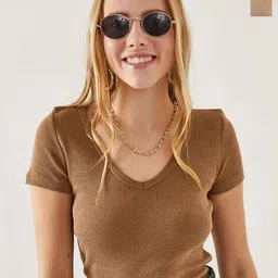 Olalook Women Solid Scoop Neck Cotton Top-picture-16