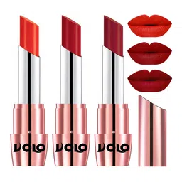 VOLO Set Of 3 Creme Matte Lipstick-3.5 g Each-639-Coral 640-Tomato Red 643-Red-4