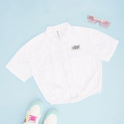 Pantaloons Junior Girls Striped Shirt Shirt Collar Short Sleeves Style Top-image-48
