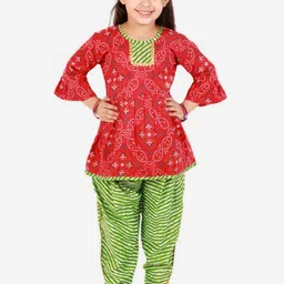Superminis Girls Bandhani Printed Regular Pure Cotton Kurta with Dhoti Pants-picture-5