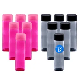 Kuber Industries Black & Pink 12 Pieces Square Water Bottles-1 L Each-image-22