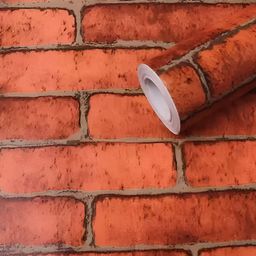 INDIAN ROYALS Brown & Grey Printed Brick Design Self Adhesive Waterproof Wallpaper-image-77