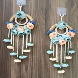 Sellplus 2-Pcs Pink & Blue Lace Bangle Peony Floral Hangings-image-54