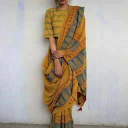 Dastkar Block Print Pure Cotton Sarees-picture-17