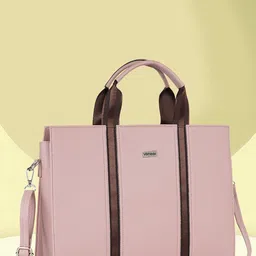 Veneer Pink & Brown Laptop Tote Handbag-11