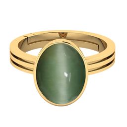 VISHVMA 8.25 Ratti Gold-Plated Cats eyes Gemstone Studded Finger Ring-picture-13