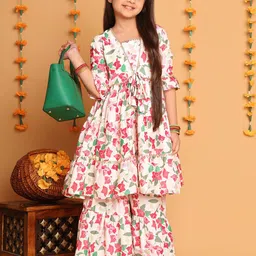 BAESD Girls Floral Printed Tiered Kurta & Sharara-picture-35