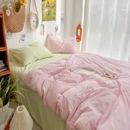 JC HOME Green & Pink Single Regular Bedding Set-56