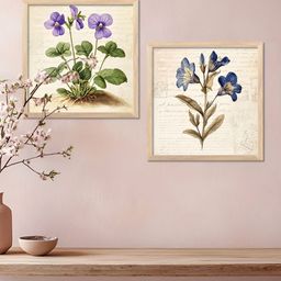 Kotart Brown & Purple 2 Pieces Wooden Floral And Botanical Wall Art-42