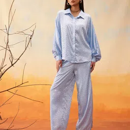 indo street Self Design Shirt With Trousers-image-95