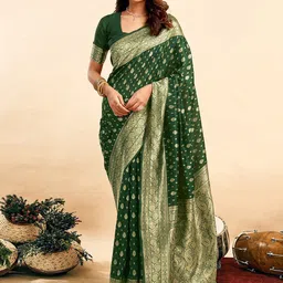 KALINI Ethnic Motifs Woven Design Zari Banarasi Saree-picture-57