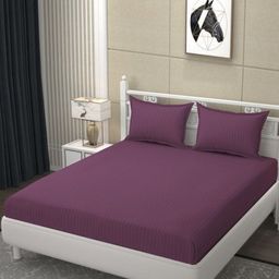 BELVOSTUM Lavender Striped 250 TC King Bedsheet with 2 Pillow Covers-image-86