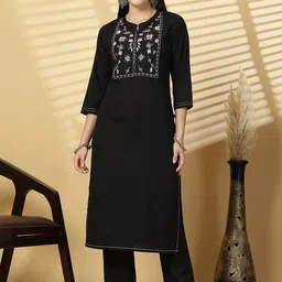 Pistaa Women Embroidered Regular Thread Work Kurta with Trousers-picture-13