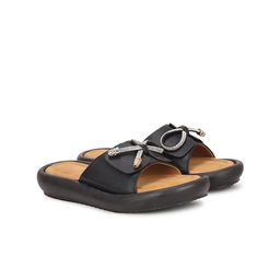Commander Shoes Women Textured Slip-On Open Toe Flats-5