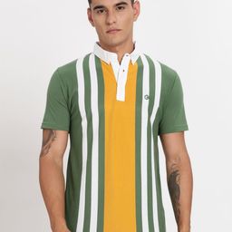 COLOR HUNT Men Striped Polo Collar Slim Fit Cotton T-shirt-image-74