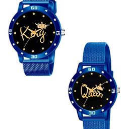 Gopal Shopcart Unisex Pack of 2 Printed Dial Analogue Watch BLU King Queen Aeviyo Case-image-51