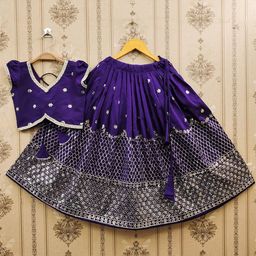BAESD Girls Embroidered Sequinned Foil Print Ready to Wear Lehenga &-22