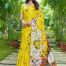 HERE&NOW Floral Printed Pure Cotton Bhagalpuri Saree-15