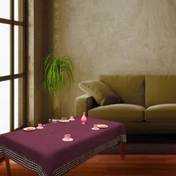 Home Heart Purple Cotton 4-Seater Table Cover with Patchwork details-93
