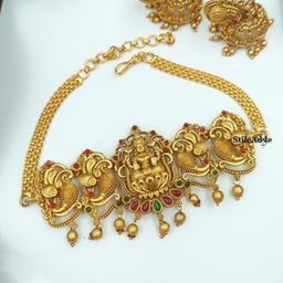 Anouk Gold-Plated Kundan-Studded And Beaded Temple Jewellery Set-image-33