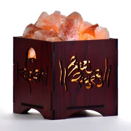GLOBAL AROMA Basket Rock Salt Brown Wooden Sai Ram Square Table Lamp-5