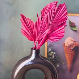 WEAVING HOMES Magenta Palm Leaf Artificial Flower Bunch-image-0