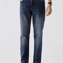 Andamen Men Casual Twill Woven Placement Embroidery Regular Fit Jeans-image-14