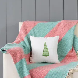 Eyaas White & Green 2 Pieces Block Printed Cotton Square Cushion Covers-image-8