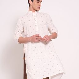 indus route by Pantaloons Men Quirky Printed Thread Work Dobby Anarkali Kurta-42