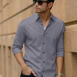 VORTEX Original Slim Fit Textured Long Sleeves Casual Shirt-picture-35