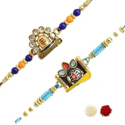 MEIRA JEWELLERY 2-Pcs Rakhi With Roli Chawal & Greeting Card-image-14