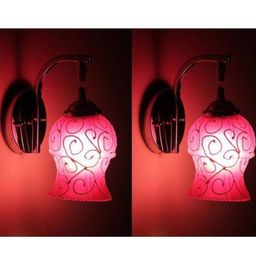 Somil Premium Designer Glass Wall / Night Lamp Elegant & Stylish Dcor Accent for Modern Interiors, color, Pink, White, Size:- 19 X 23 X 26.5 CM-image-82