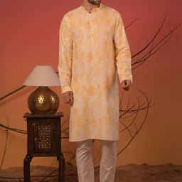 Rangkathaa Men Woven Design Festive Cotton Straight Kurta-picture-39