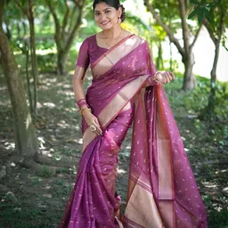 DIVASTRI Woven Design Zari Silk Blend Saree-picture-26