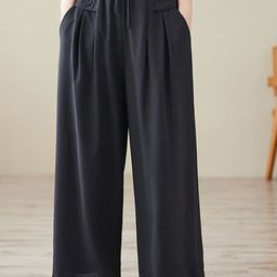 StyleCast x Revolte Women Solid Mid-Rise Knitted Flat-Front Cotton Parallel Trousers-image-61