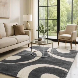 AaHo Decor Grey & White Abstract Anti-Skid Microfiber Carpet-image-60
