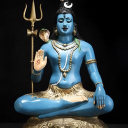 Exotic India Blue & Gold Toned Lord Shiva Religious Idol Showpiece-image-25