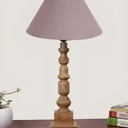 Devansh Grey Frusturical Shaped Wooden Table Lamp-27