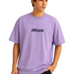 GLOBAL NOMAD Typography Printed Drop-Shoulder Sleeves Pure Cotton Oversized T-shirt-image-42
