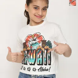 Wakai Girls 2 Printed V-Neck Pure Cotton Pockets T-shirt-picture-39