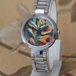VIRAKTI Women Brass Printed Dial & Style Straps Analogue Watch G-96-GREEN STEEL BELT-image-83