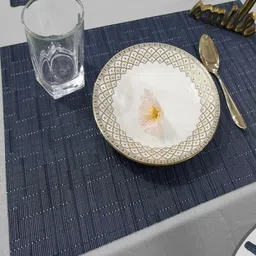 Good Vibes Blue & White 6 Pieces Textured Waterproof Anti-Skid Table Placemats-picture-35