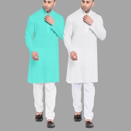 VS MALL White Cotton Blend Kurta Sets-picture-58