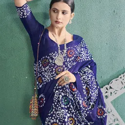 HERE&NOW Floral Batik Pure Cotton Ikat Saree-58
