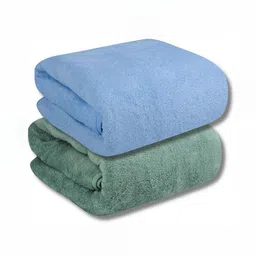 Fezora Blue & Green 2 Pieces Microfiber 400 GSM Super Absorbent Bath Towels-19