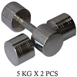 HackerX 2 Pieces Chrome Plated Steel Fixed Weight Dumbbells - 5 kg Each image 1