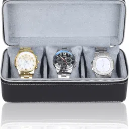 Watch Holder/ Watch Box Organizer with 3 Slots | Professional Leather Watch Box-image-24