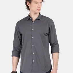 Blu MNKY Men Solid Slim Fit Full Sleeve Casual Shirt-image-17